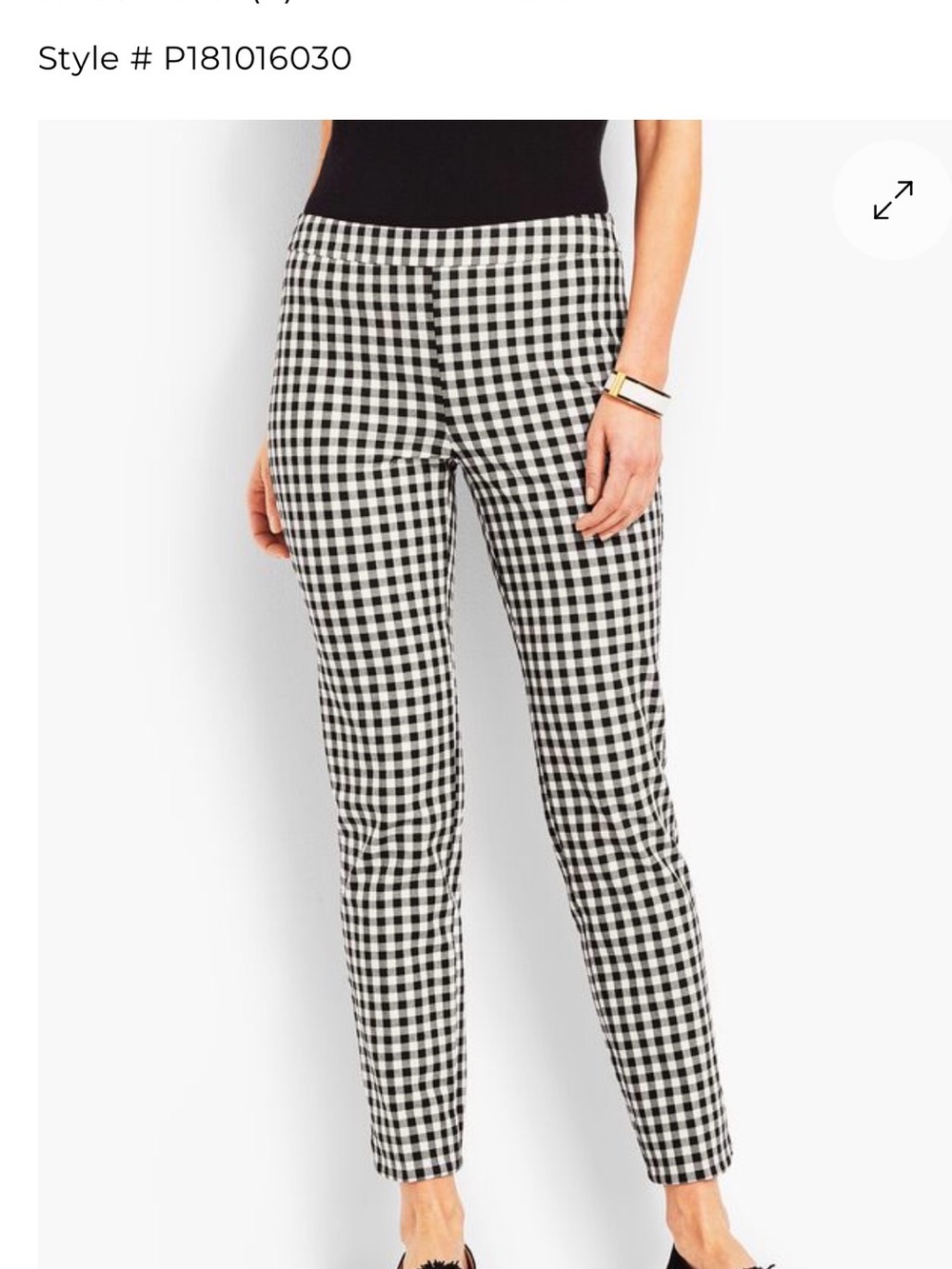 Talbots Black & White Gingham Ankle Pants